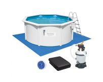 Сборный бассейн Bestway Hydrium 56566 (300x120 см) с песочным фильтром, лестницей и тентом