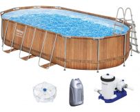 Каркасный бассейн Bestway 56719 (610х366х122 см) с гидромассажем, картриджным фильтром и лестницей