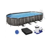 Каркасный бассейн Bestway Wood Style 5611T (732х366х122 см) с картриджным фильтром, лестницей и тентом