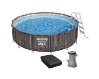 Каркасний басейн Bestway Wood Style 5614Z (427х107 см) з картриджним фільтром, тентом та драбиною
