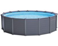Каркасный бассейн Intex 26384 GRAPHITE GRAY (478х124 см) с песчаным фильтром, лестницей, подложкой и тентом