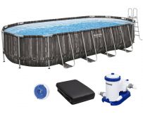 Каркасный бассейн Bestway Wood Style 561ES (732х366х132 см) с картриджным фильтром, лестницей и тентом