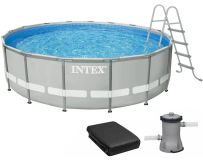 Каркасный бассейн Intex 26756 Premium (610х132 см) с картиджным фильтром, лестницей, подложкой и тентом