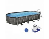 Каркасний басейн Bestway Wood Style 5611T (732х366х122 см) з картриджним фільтром та драбиною
