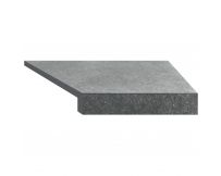 Угловой Г-образный элемент бортовой плитки Aquaviva Granito Gray, 595x345x50(20) мм (правый/45°)