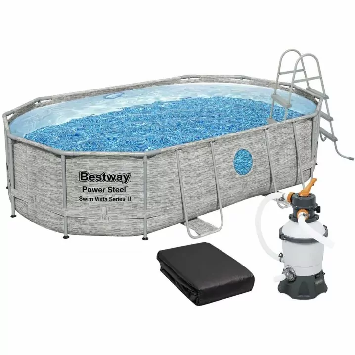 Каркасный бассейн Bestway 56946 (488х305х107 см) с песочным фильтром, лестницей и защитным тентом