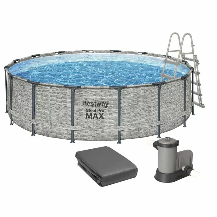 Каркасный бассейн Bestway 5619E (488х122 см), с картриджным фильтром, лестницей и защитным тентом