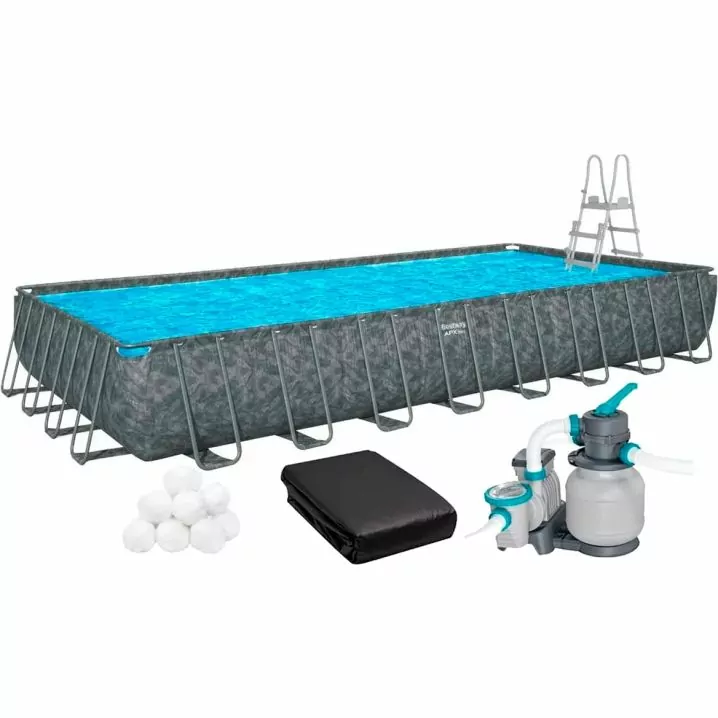 Каркасный бассейн Bestway Grey 561KJ (956х488х132 см) с песочным фильтром, тентом и лестницей