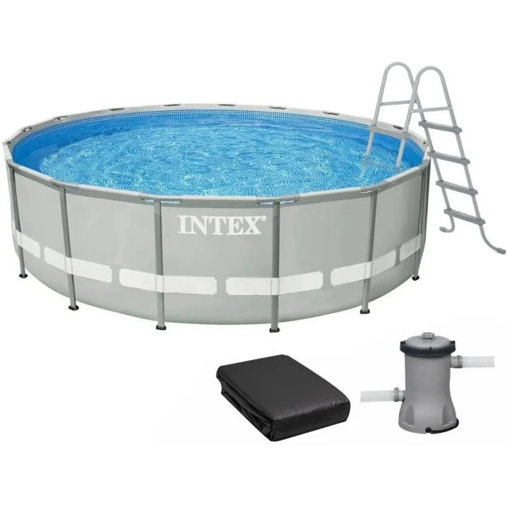 Каркасный бассейн Intex 26756 Premium (610х132 см) с картиджным фильтром, лестницей, подложкой и тентом